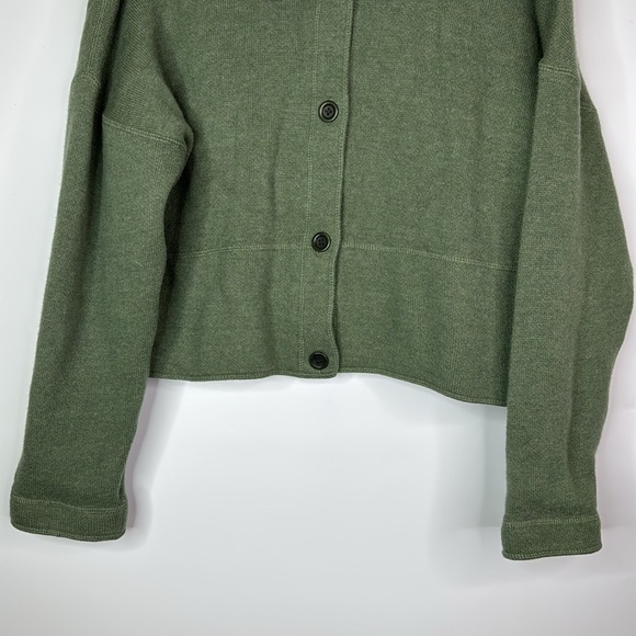J.Crew Green Lambswool Blend Cropped Button Collared Sweater Medium - Picture 3 of 8